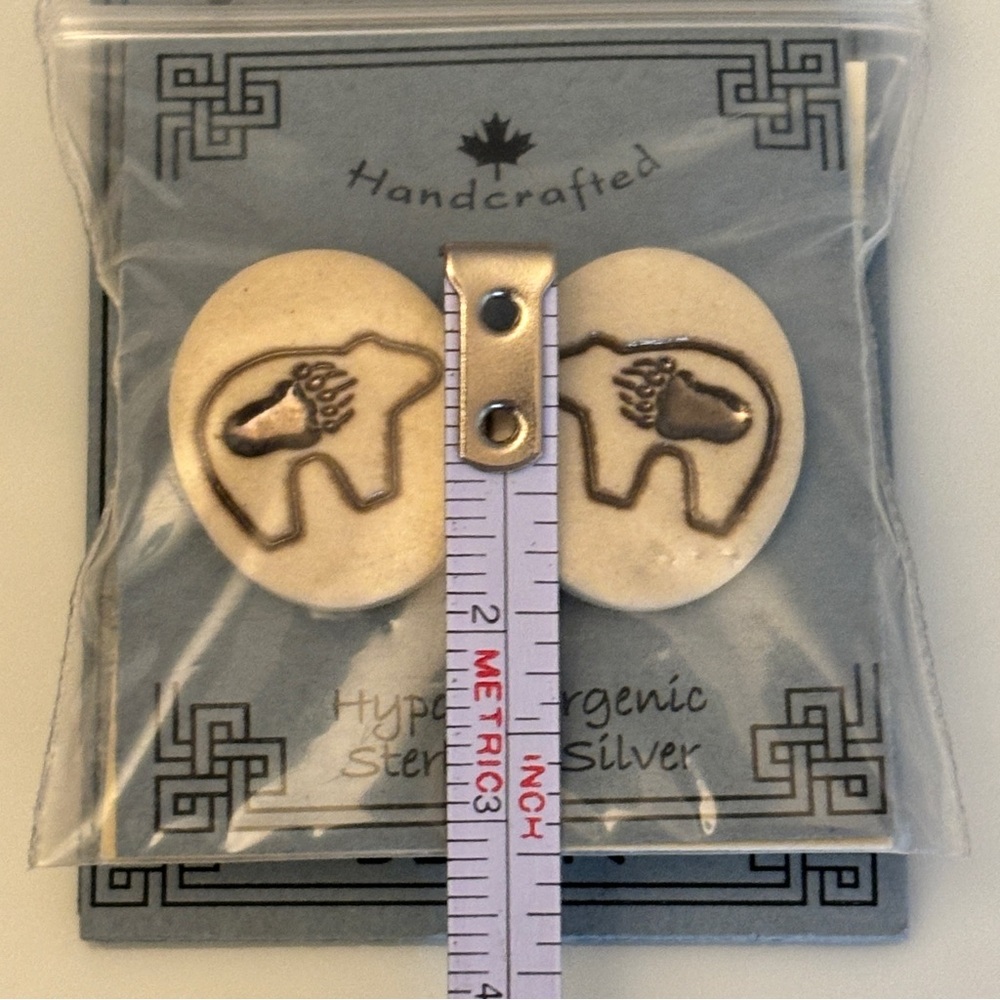 Stoneware Clay Handmade Bear Post Earrings SS - Picture 3 of 4